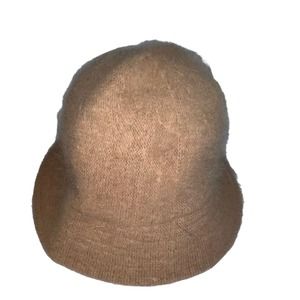 Mohair Bucket Hat Knit Cloche Hat Tan Brown Nude